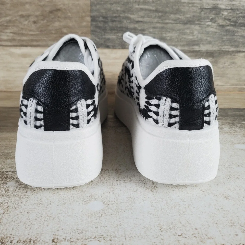 Dirty Laundry Recreation Womens Shoes Sz 6.5 Black White Multi Platform Sneakers